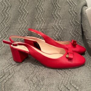 Kate Spade New York Bachata SB Pump slingback heeled leather shoes 8.5 red